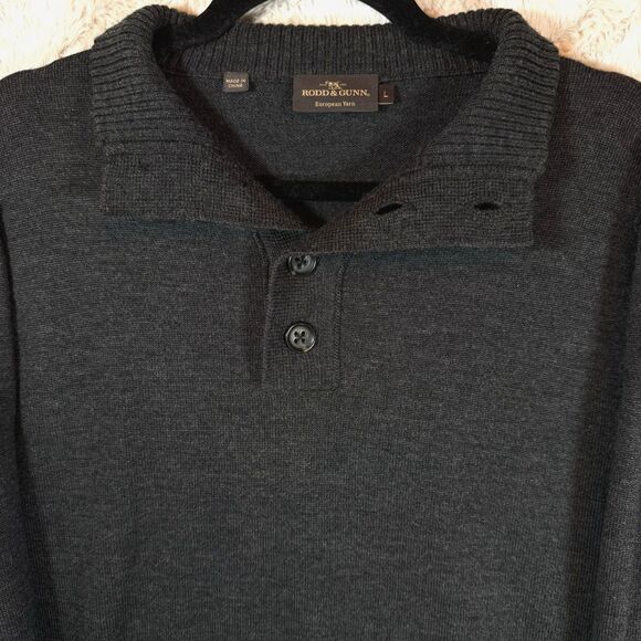 Rodd & Gunn Sweater Men's Large Granite Gray‎ Extra Fine Merino Wool Knit - Picture 5 of 11